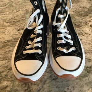 Stylish Black and White High-Top Ankle Boots